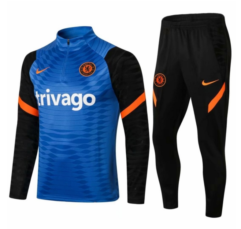 2021/22 Chelsea Blue Black Training Suits Sweatshirt with Pants